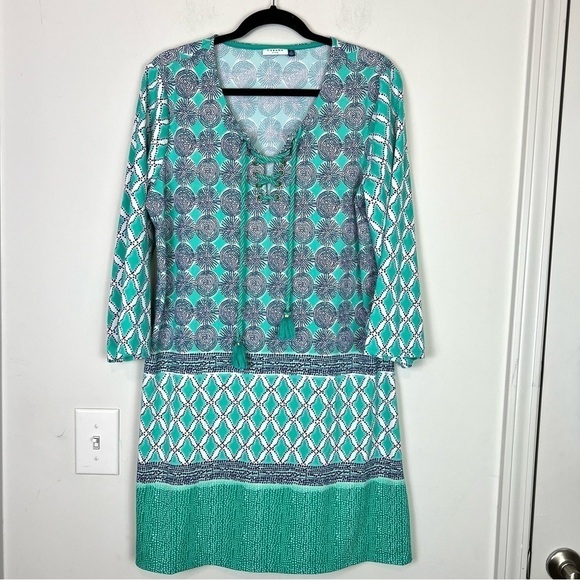 Cabana Life dress womens XL Beach Blue Stretchy Summer Knee Length Tie String - Picture 6 of 11